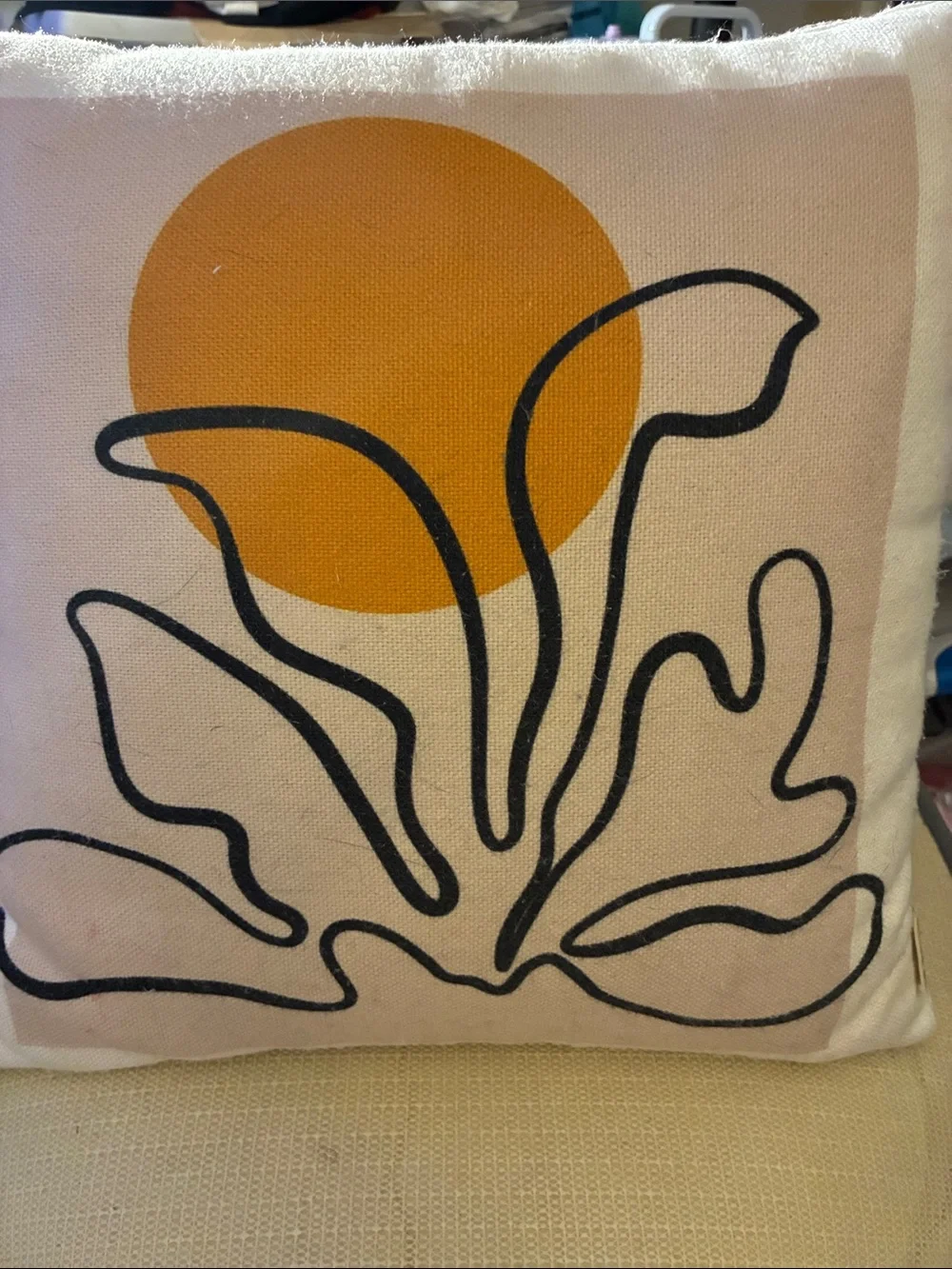 White Lane Decorative Sunburst Canvas Throw Pillow - Mustard Sun-
